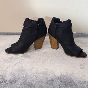 Fergalicious “Retro” Black Peep Toe Ankle Booties - Size 7